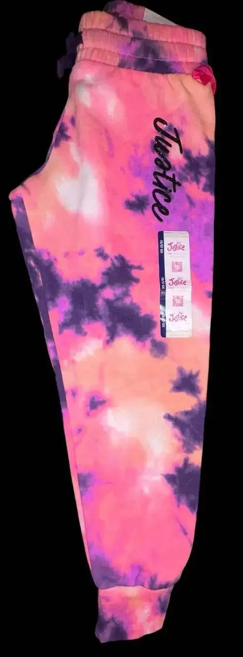 Justice Girls Fleece Tie-Dye Jogger Sweatpants 5/6